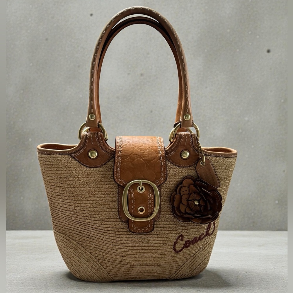 Coach Bleecker Raffia Tote With COA
